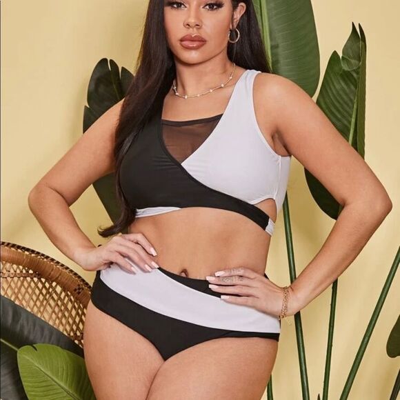Color Block Bathing Suit - Picture 1 of 7
